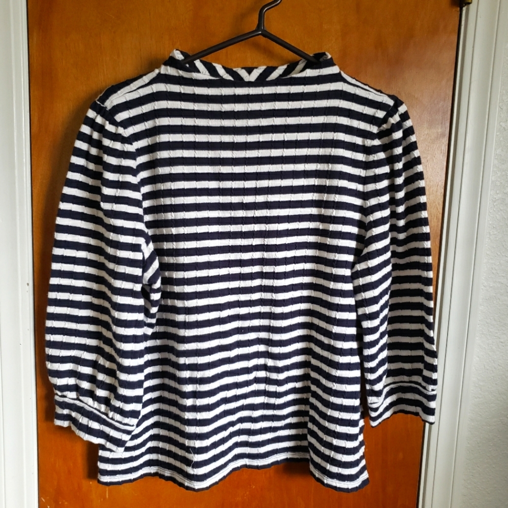 TALBOTS textured Knit TOP W Puffed Sleeve
